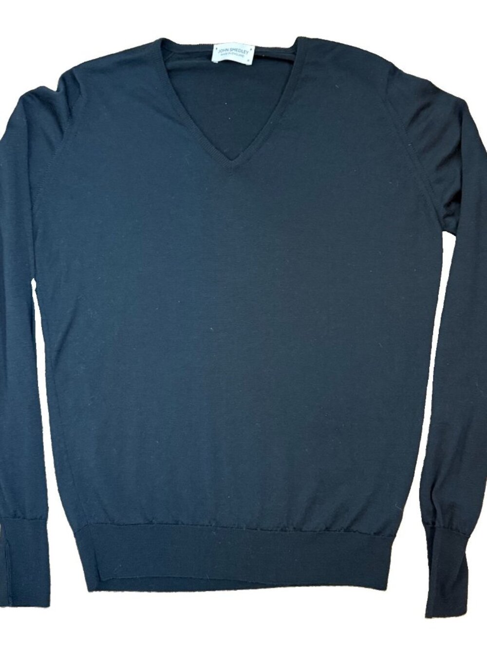 John Smedley Men’s V Neck Black Sweater 100% Pure Wool Size M England Made